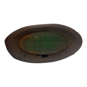 Three Feathers Whiskey Rustic Oval Sign- Green and Brown